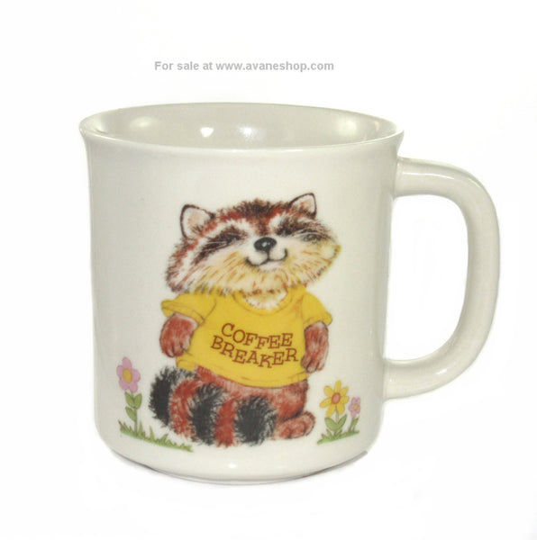 Vintage 80s Rick Raccoon Shirt Tales Mug Coffee Breaker Stir Crazy Cup Japan