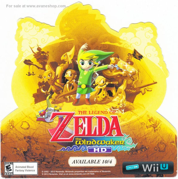 Legend of Zelda Windwaker HD Promo Cling Graphic Decal Wii U Unused